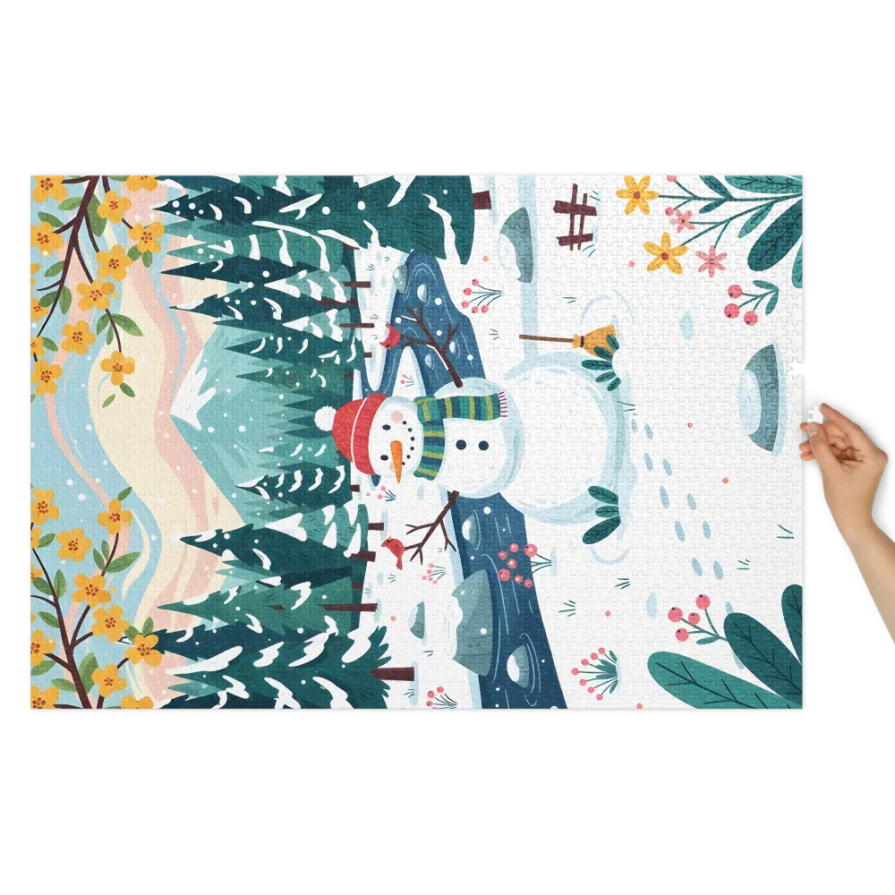 Snowman by the Stream | Jigsaw Puzzles