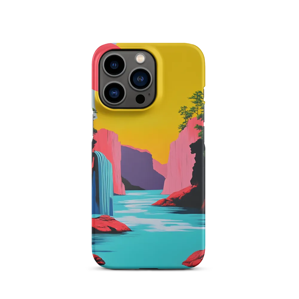 Surreal Landscape with Waterfall and Geometric Shapes | Phone Case