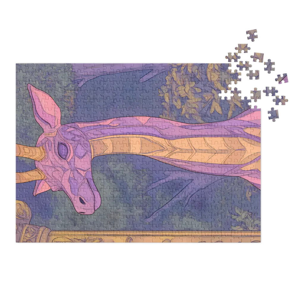 Art Nouveau Giraffe Portrait 
 Jigsaw Puzzle in Tin Box