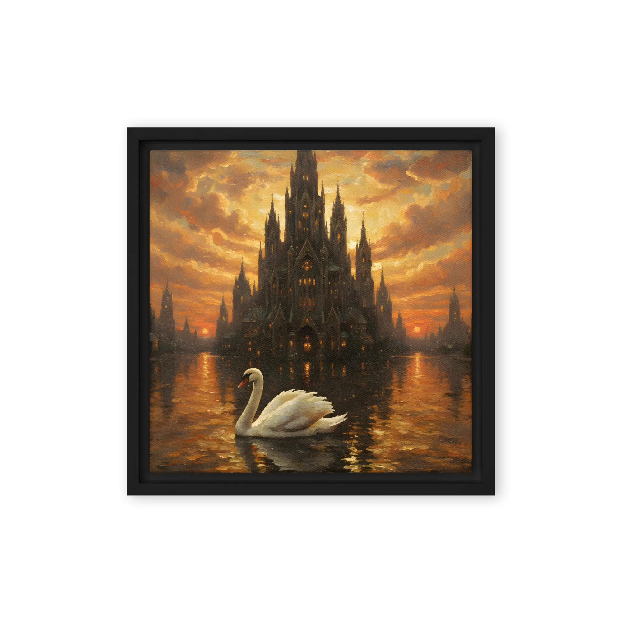 Cisne ao Pôr do Sol Gótico