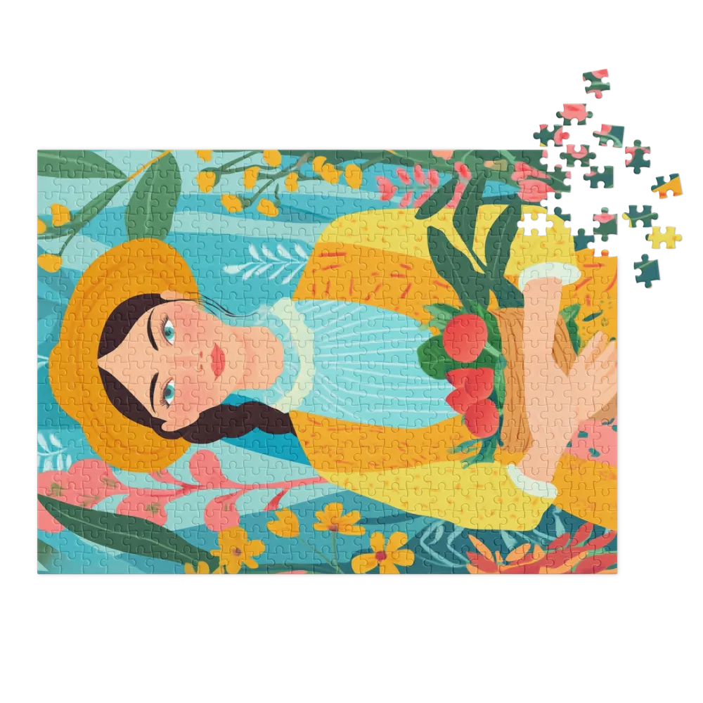 Woman with Flowers Portrait