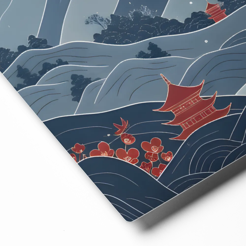 Tranquil Ukiyo-e Mountains 
 Canvas | 8″x 12″