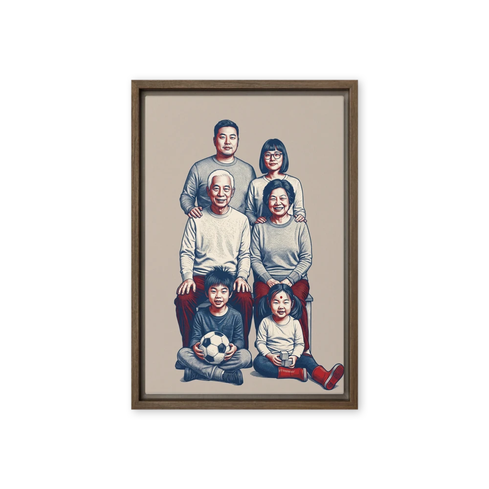Family Portrait — Cobalt & Crimson