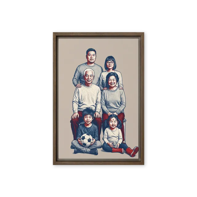 Family Portrait — Cobalt & Crimson