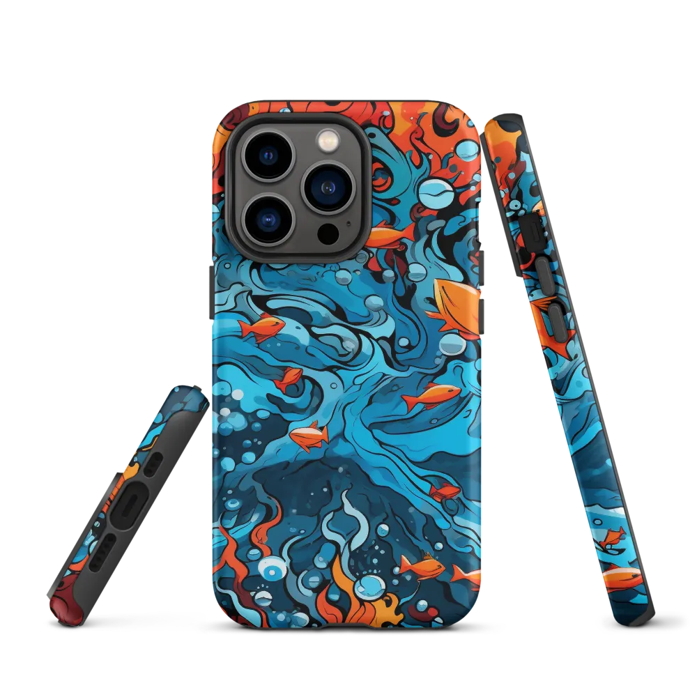 Waves and Flames with Fish | Phone Case