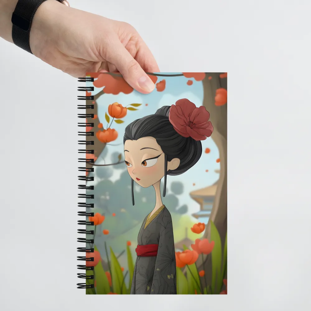 Pensive Kimono Girl 
 Spiral Notebook | 140 pages