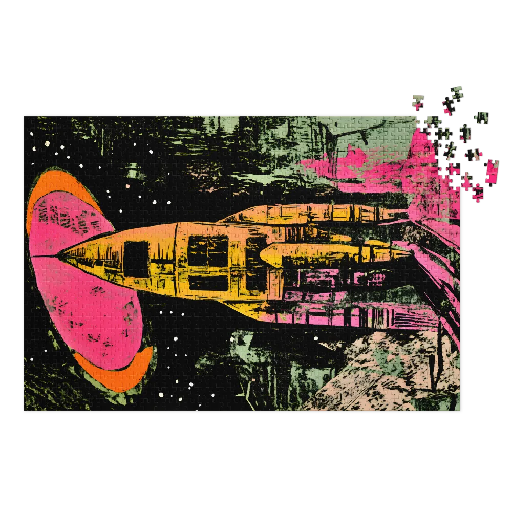 Retro Sci-Fi Launch 
 Jigsaw Puzzle in Tin Box