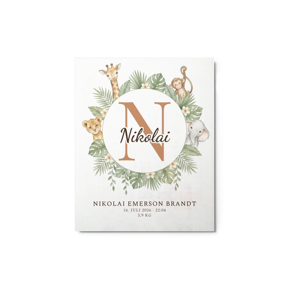 Nursery Name Art — Jungle Wreath