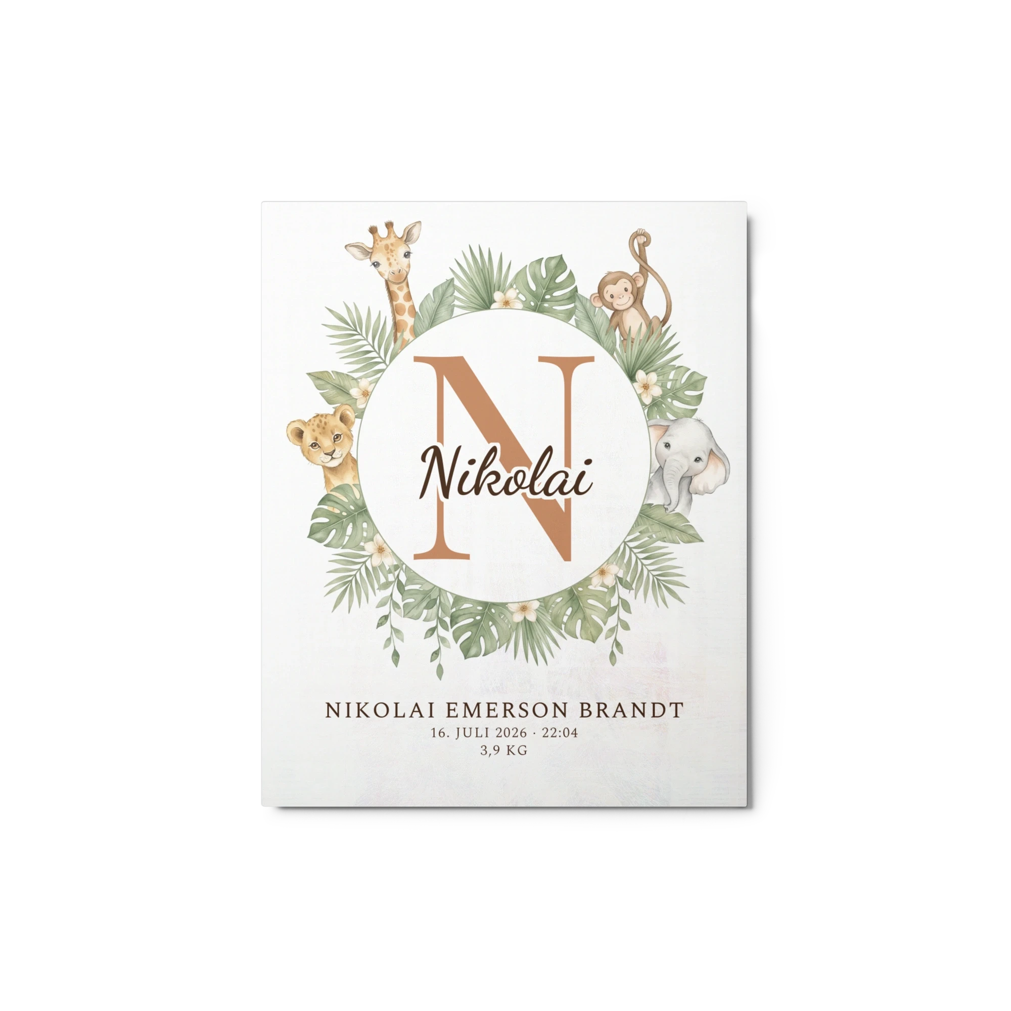 Nursery Name Art — Jungle Wreath