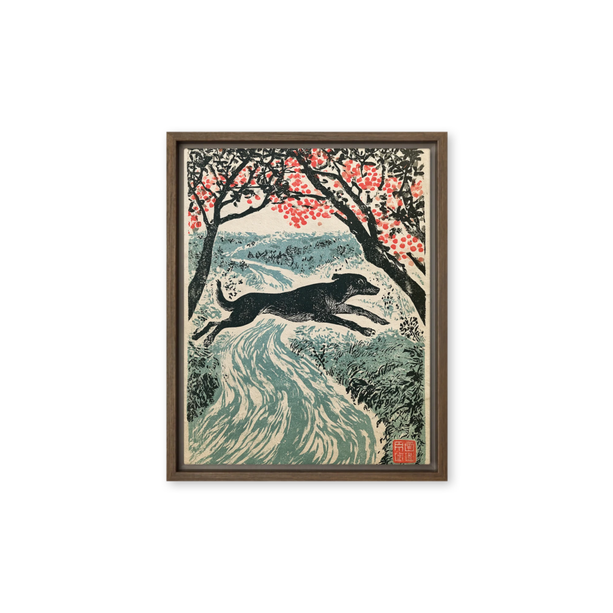 Leaping Black Dog | Art Print
