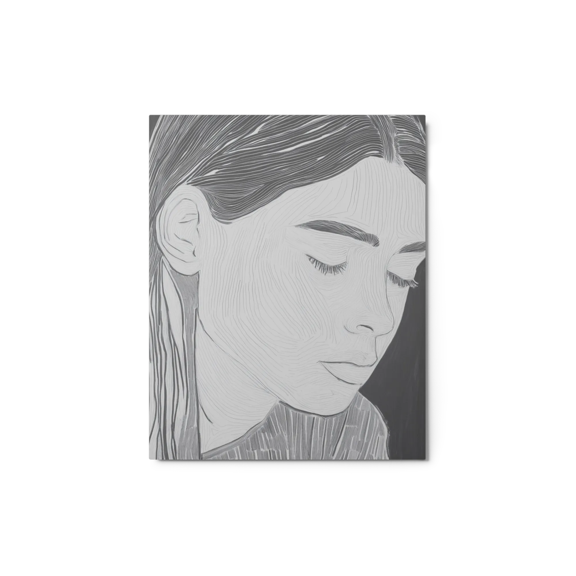 Contemplative Line Art Portrait