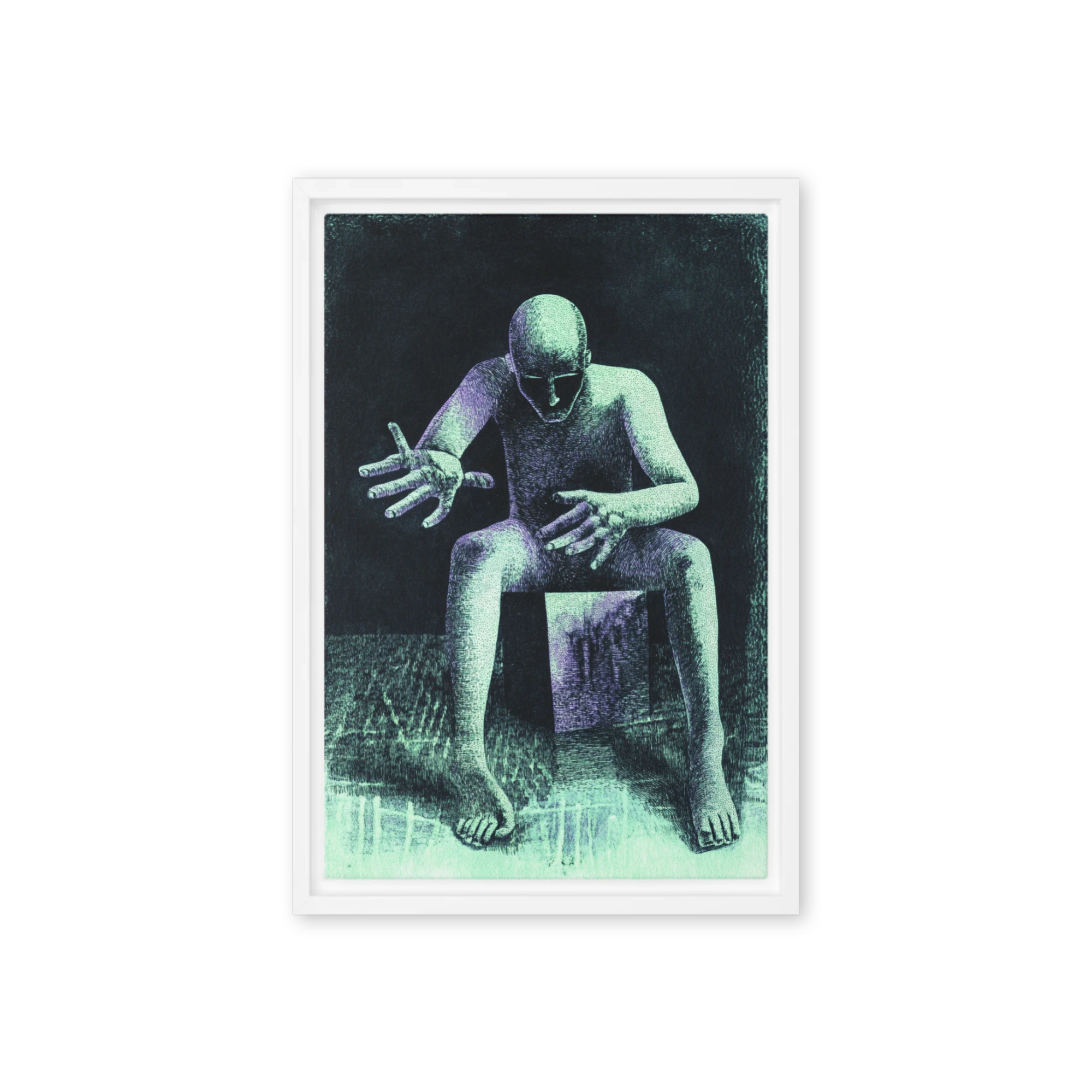 Surreal Figure Drawing in Blue and Purple