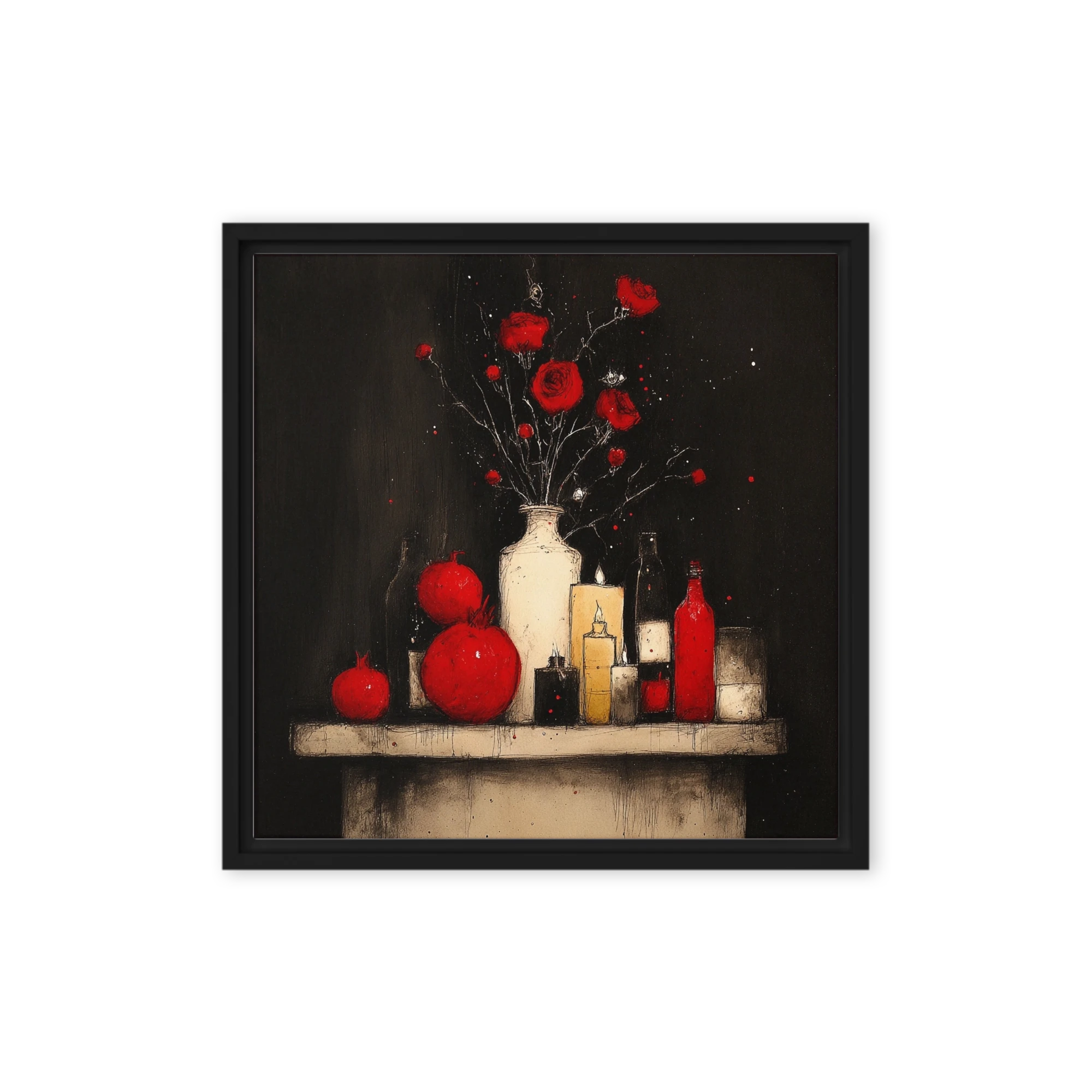 Pomegranates and Red Roses