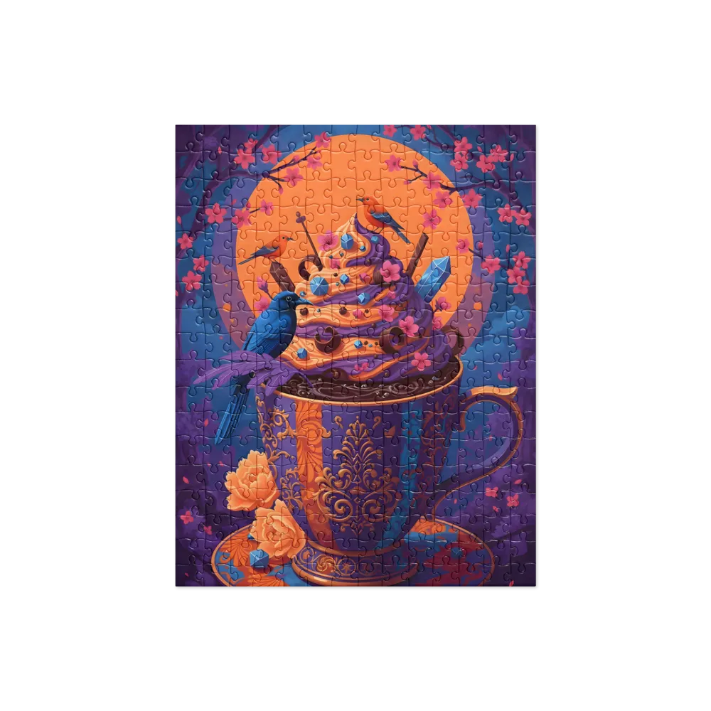 Moonlit Blossom Teacup 
 Jigsaw Puzzle in Tin Box