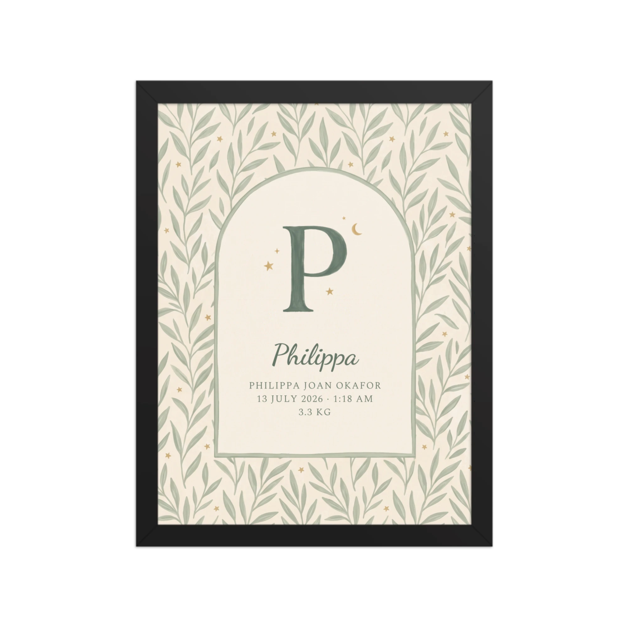 Boho Initial Nursery Name Art — example