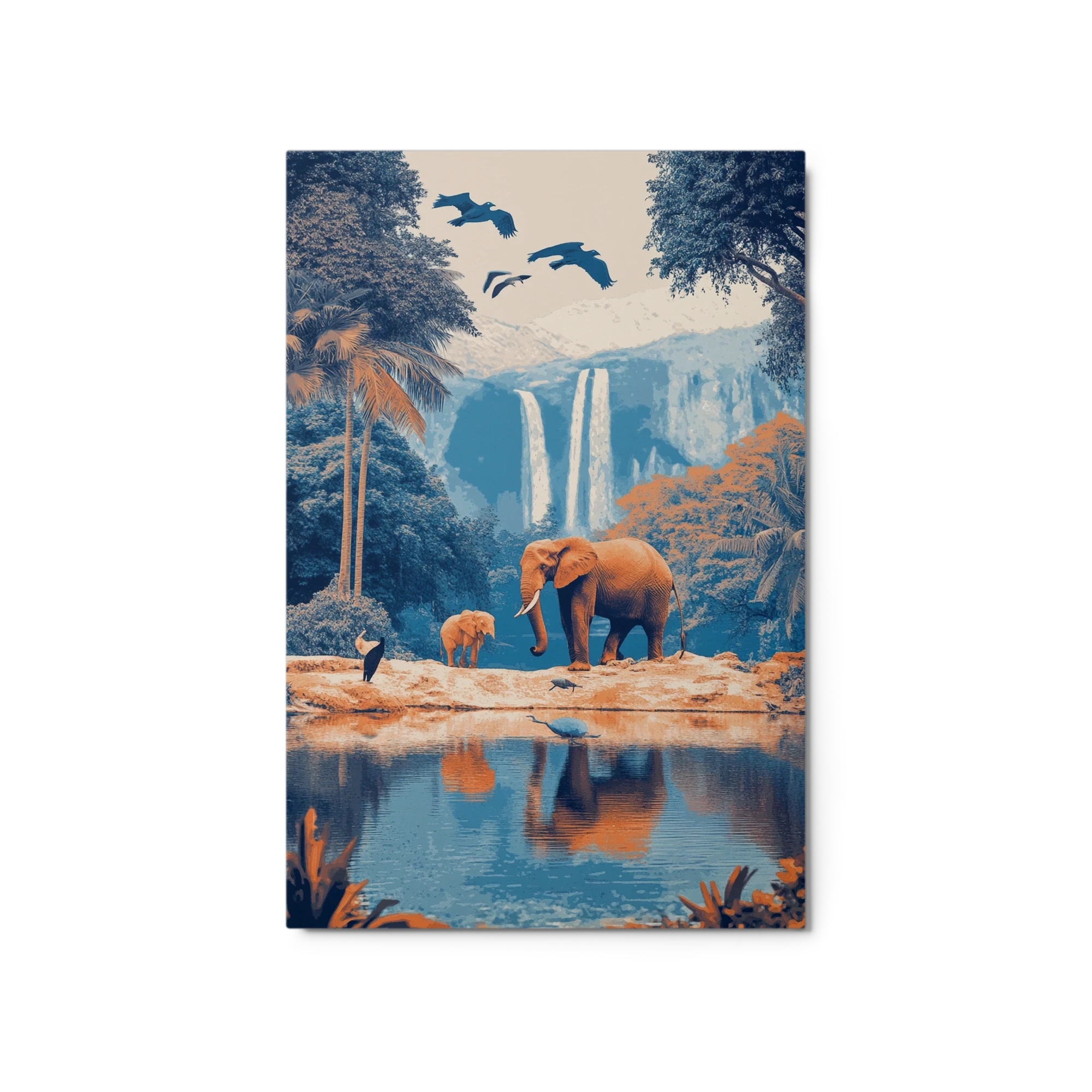 Surreal Elephants by Waterfall