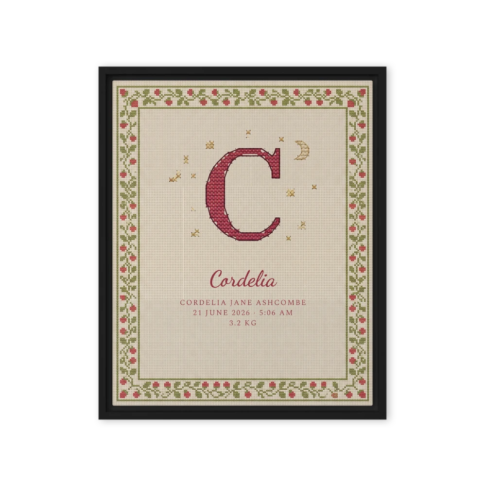 Nursery Name Art — Cross-Stitch Initial