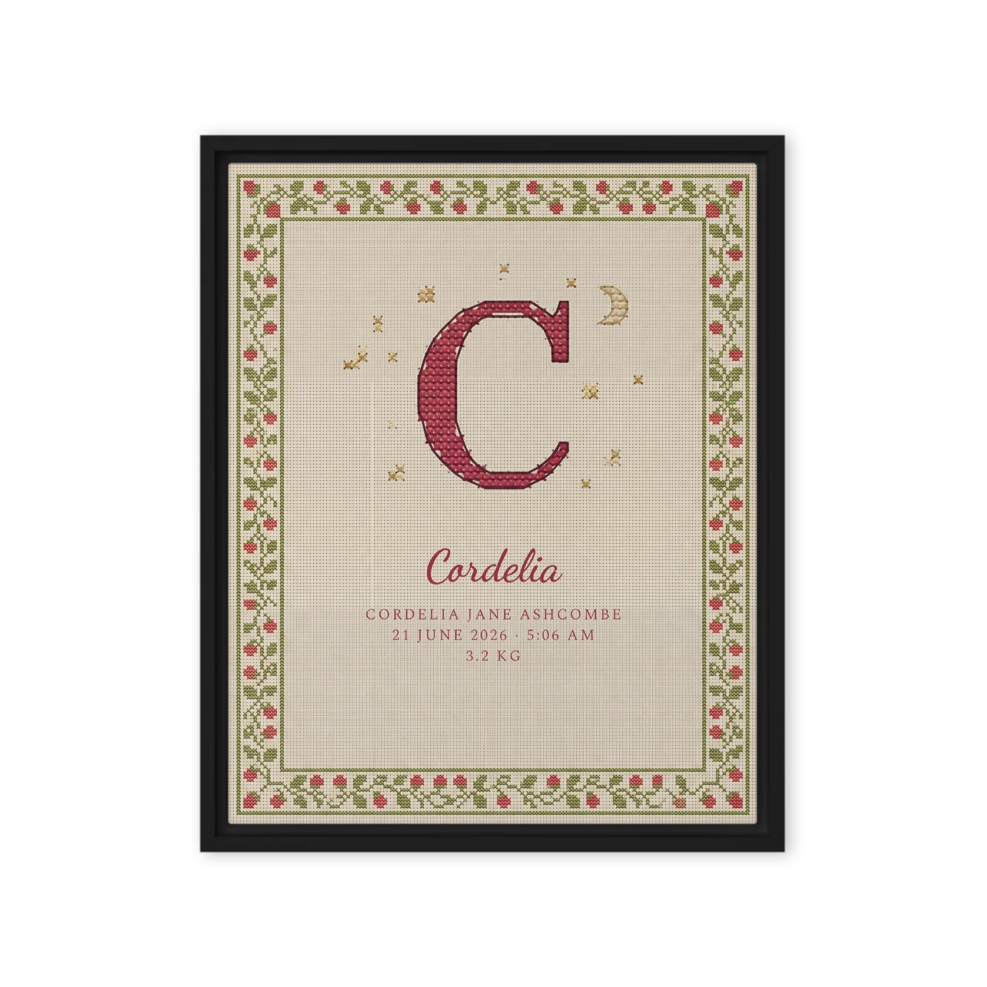 Nursery Name Art — Cross-Stitch Initial