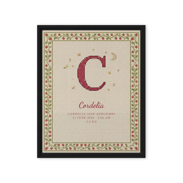 Nursery Name Art — Cross-Stitch Initial