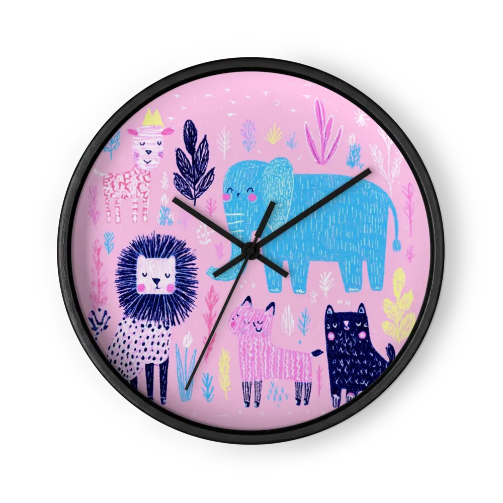 Pink Safari Friends | Wall Clock