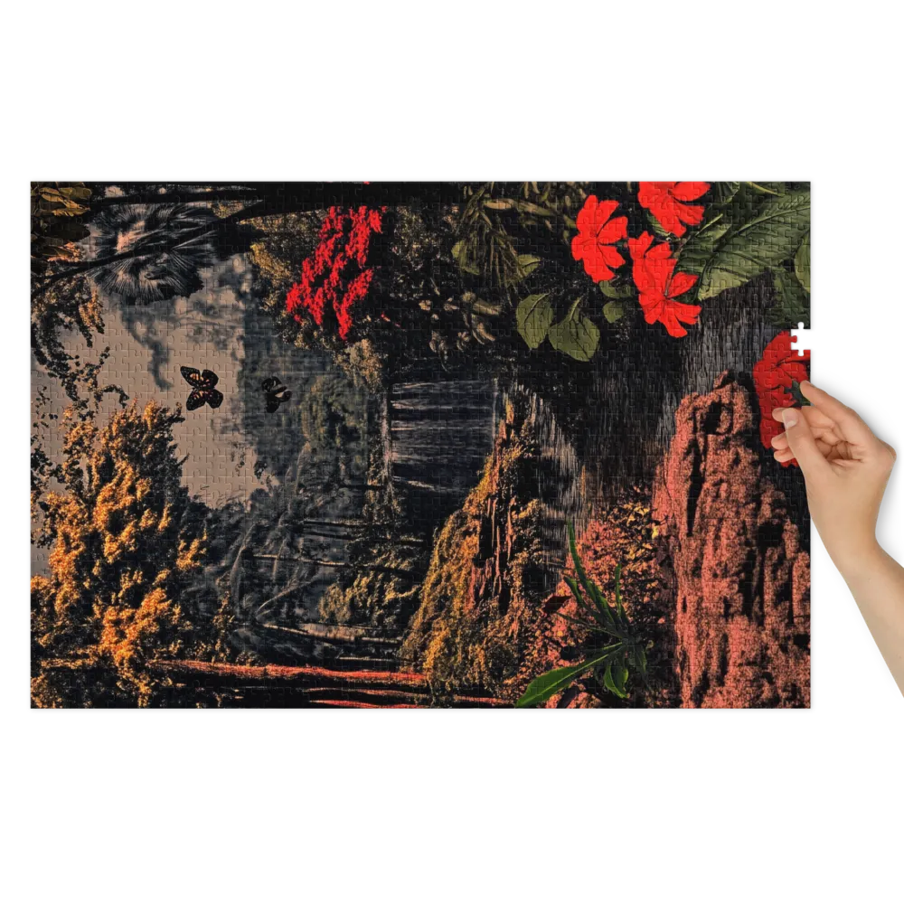 Cachoeira Encantada na Selva 
 Puzzle em caixa de metal