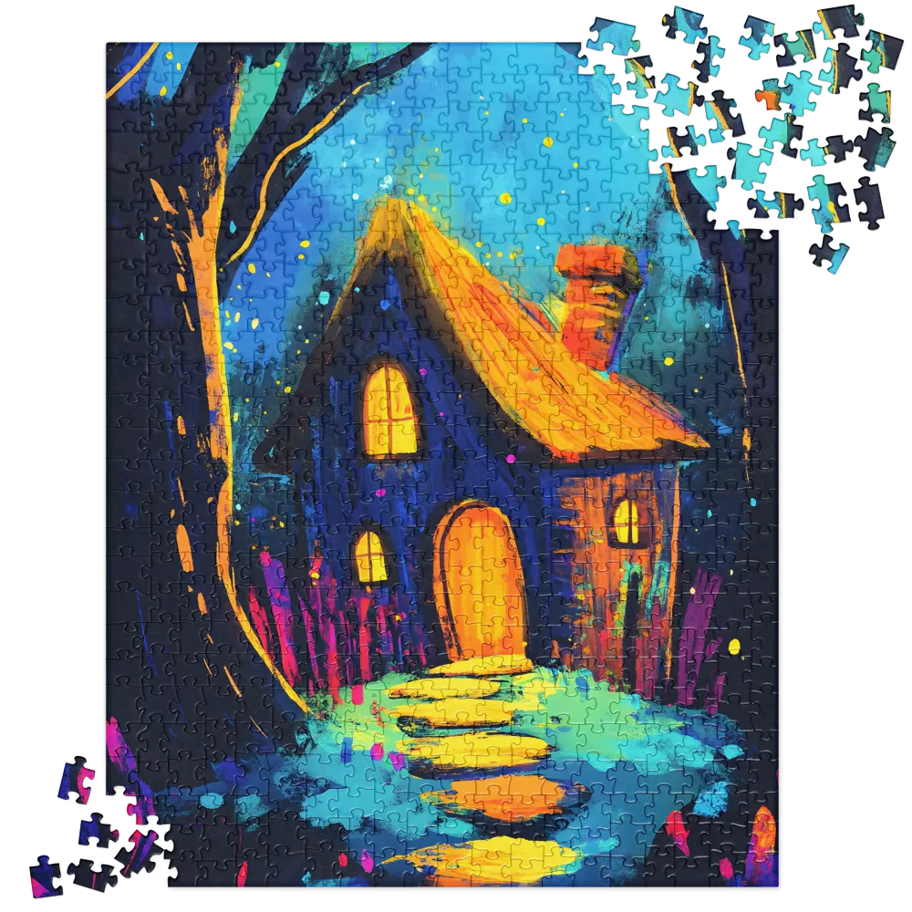 Enchanted Forest Dwelling 
 Jigsaw Puzzle in Tin Box