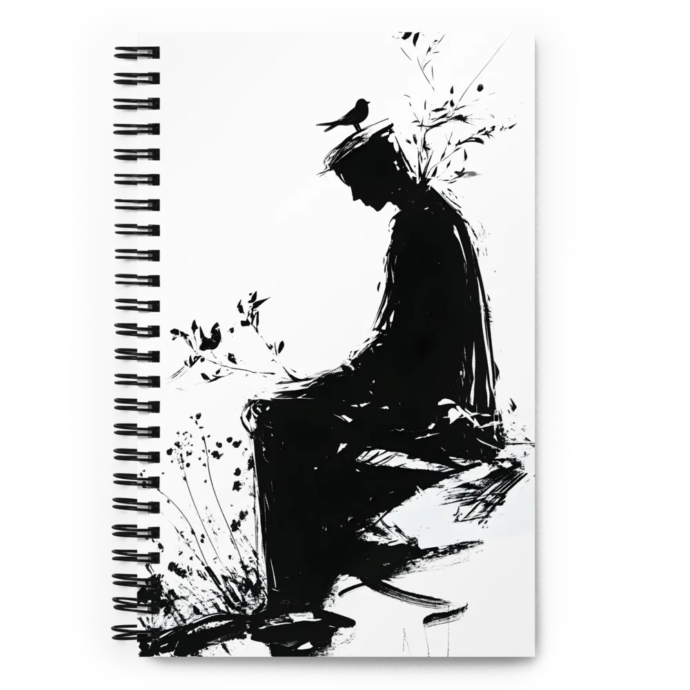 Pensive Silhouette with Bird 
 Spiral Notebook | 140 pages