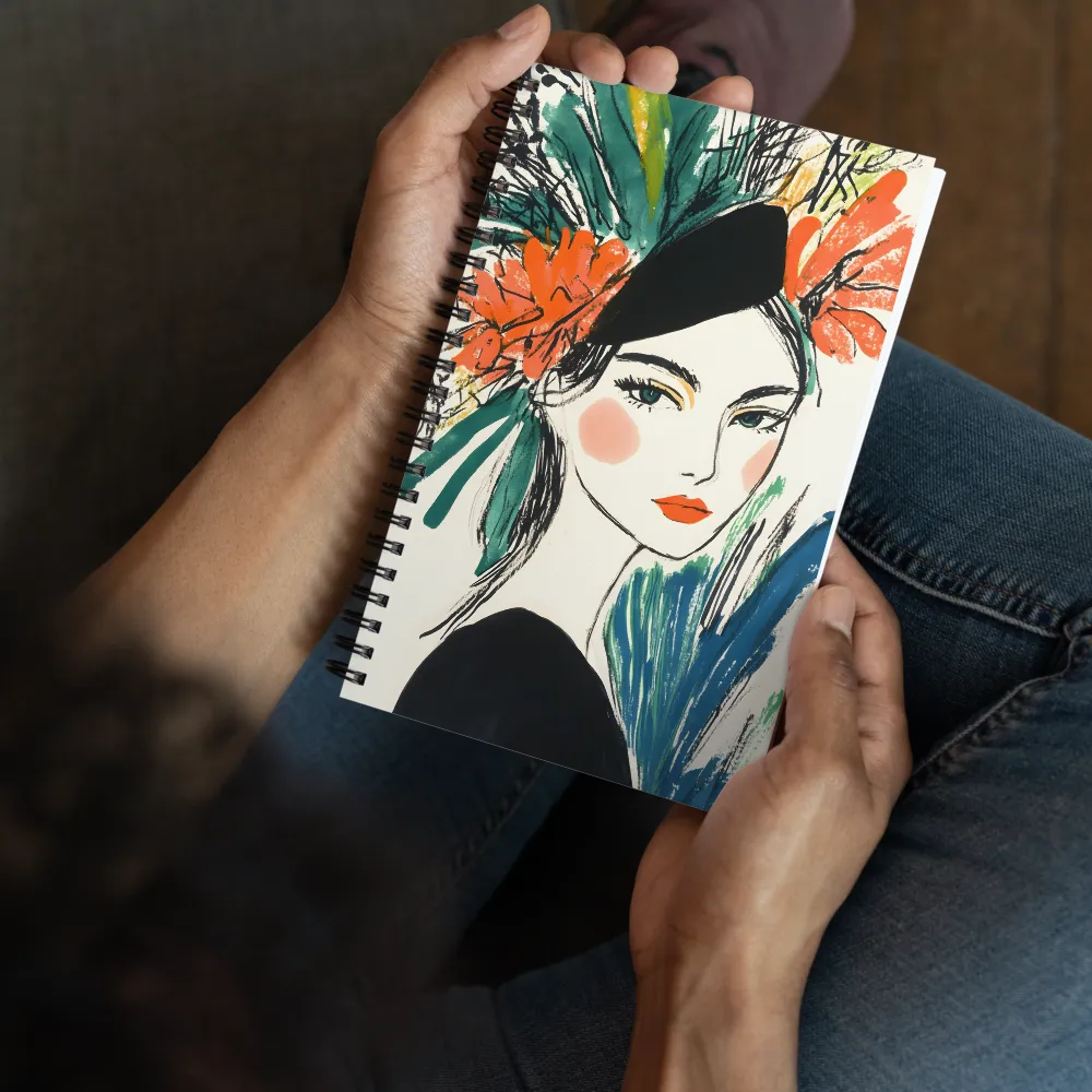 Floral Headdress Portrait 
 Spiral Notebook | 140 pages