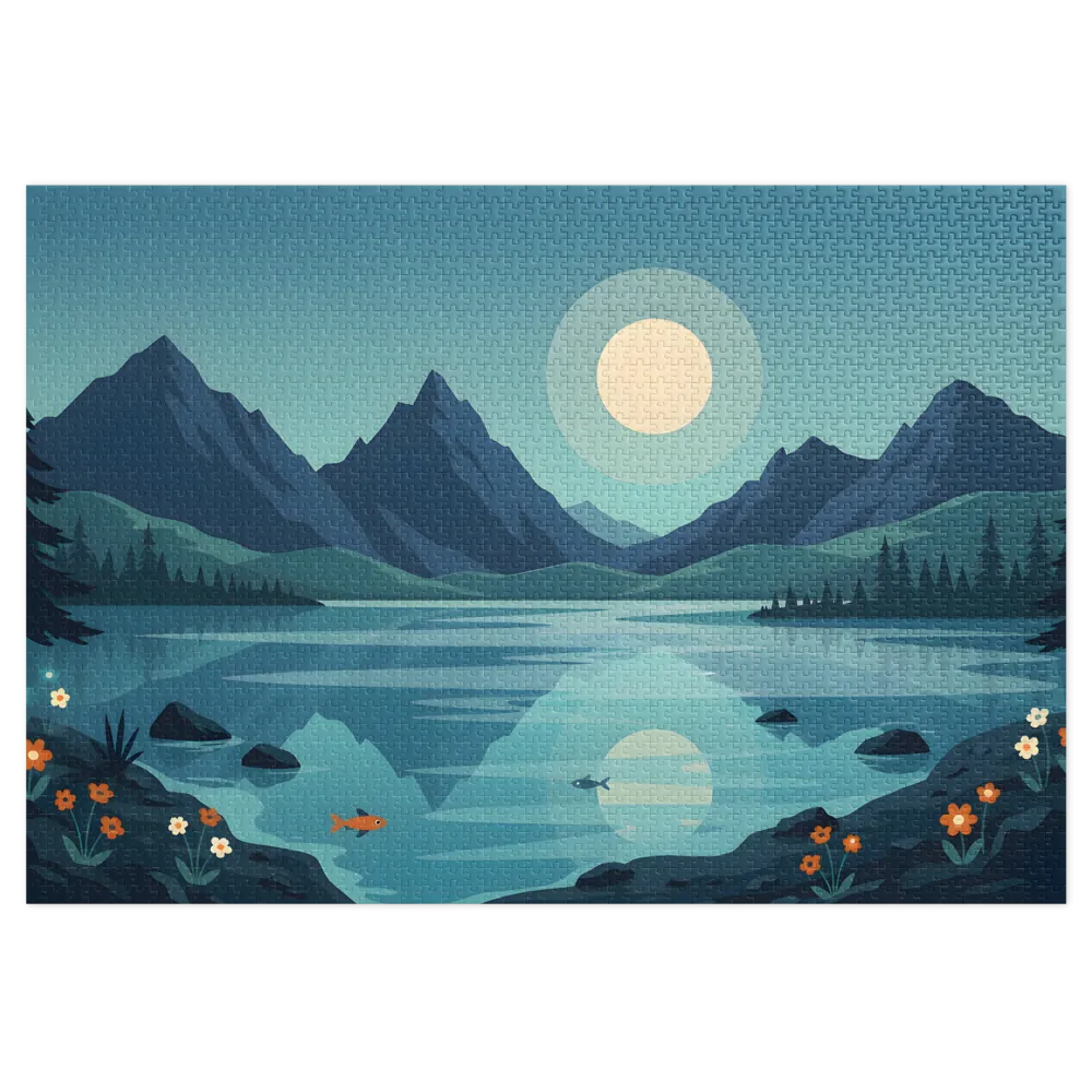 Tranquil Mountain Lake 
 Jigsaw Puzzle in Tin Box
