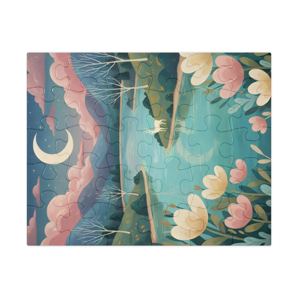 Whispers of the Moonlit Lake 
 Jigsaw Puzzle in Tin Box
