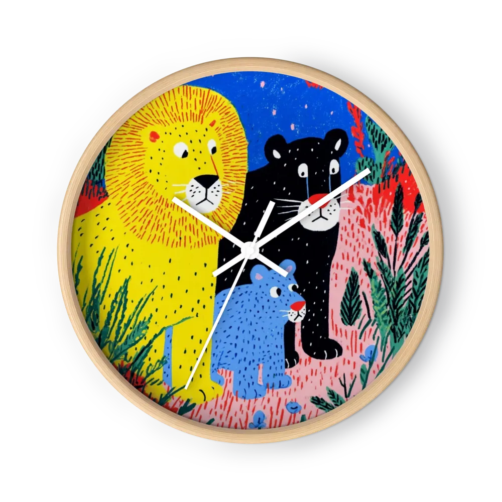Drei Raubkatzen in der Wildnis | Wanduhr