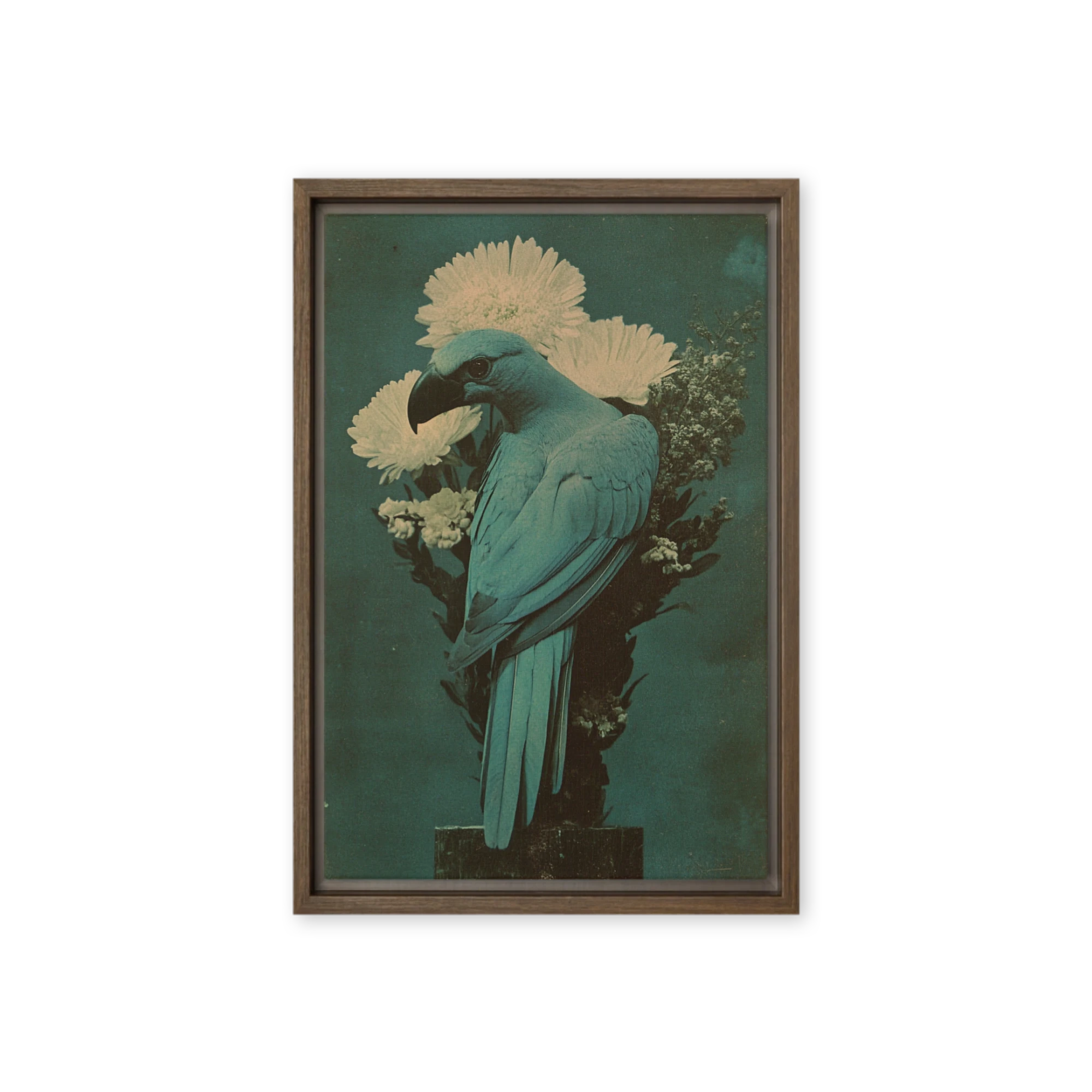 Blue Bird with White Flowers