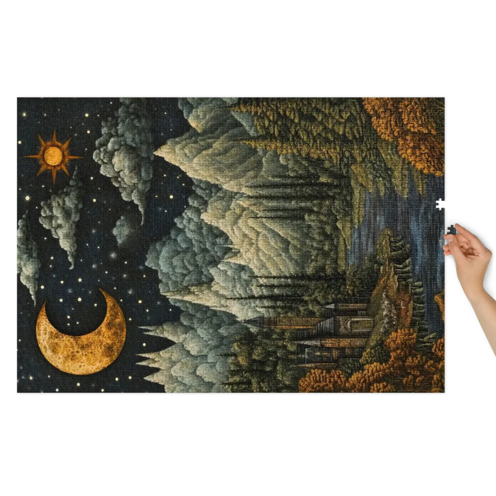 Moonlit Landscape with Castle and Mountains | Jigsaw Puzzle (252/520 pieces)