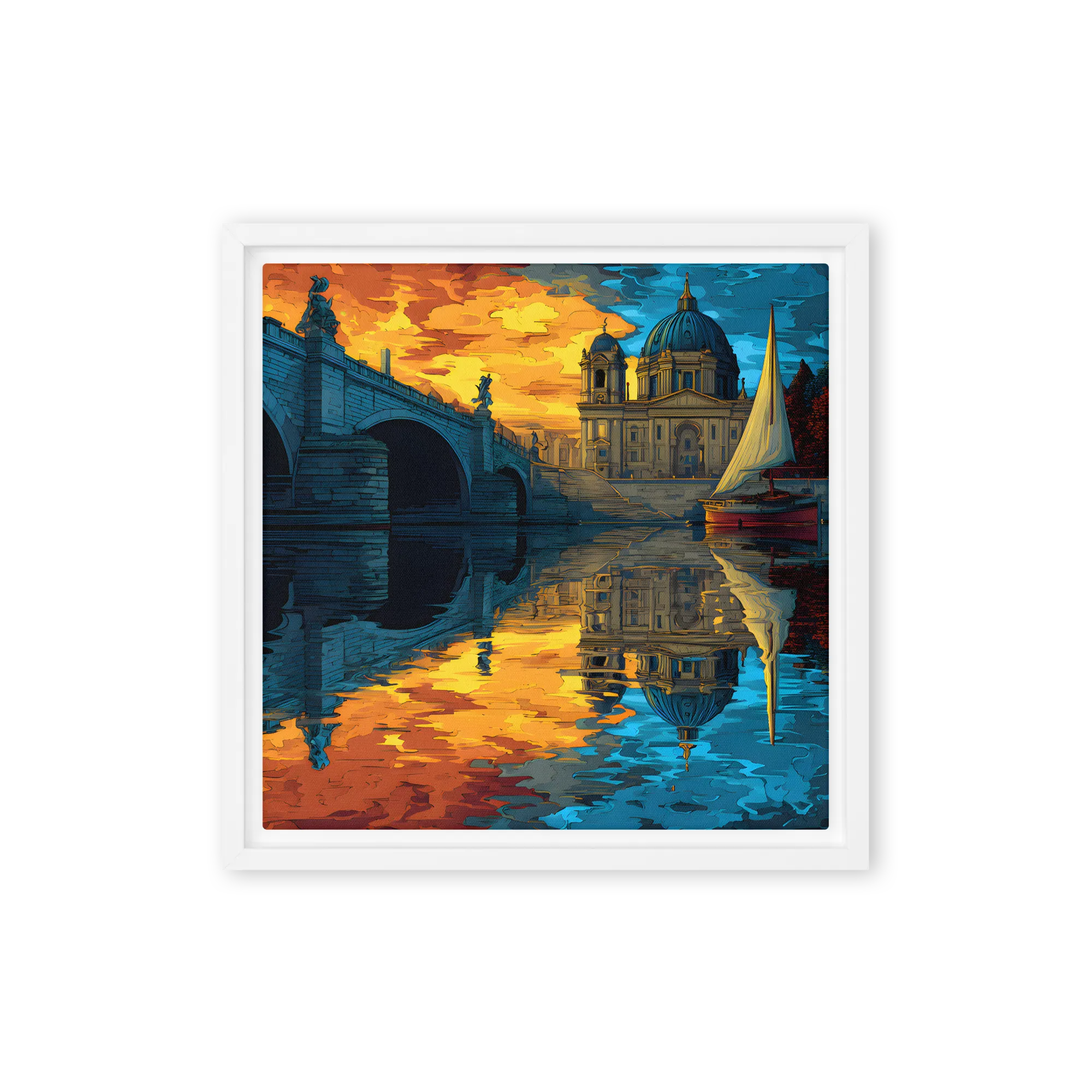 Urban Reflections at Twilight 
 Canvas with Black Frame
