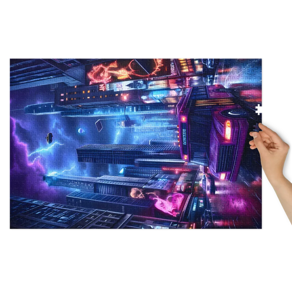 Neon Storm City 
 Jigsaw Puzzle in Tin Box