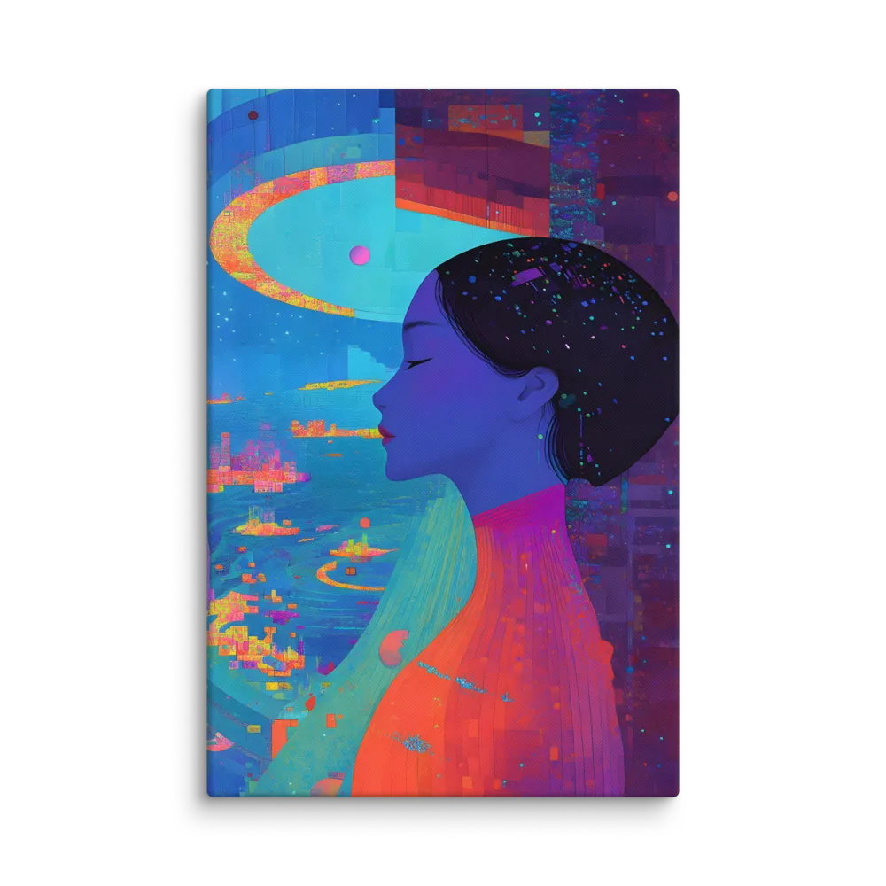Cosmic Contemplation in a Digital Metropolis 
 Canvas | 32″x 48″