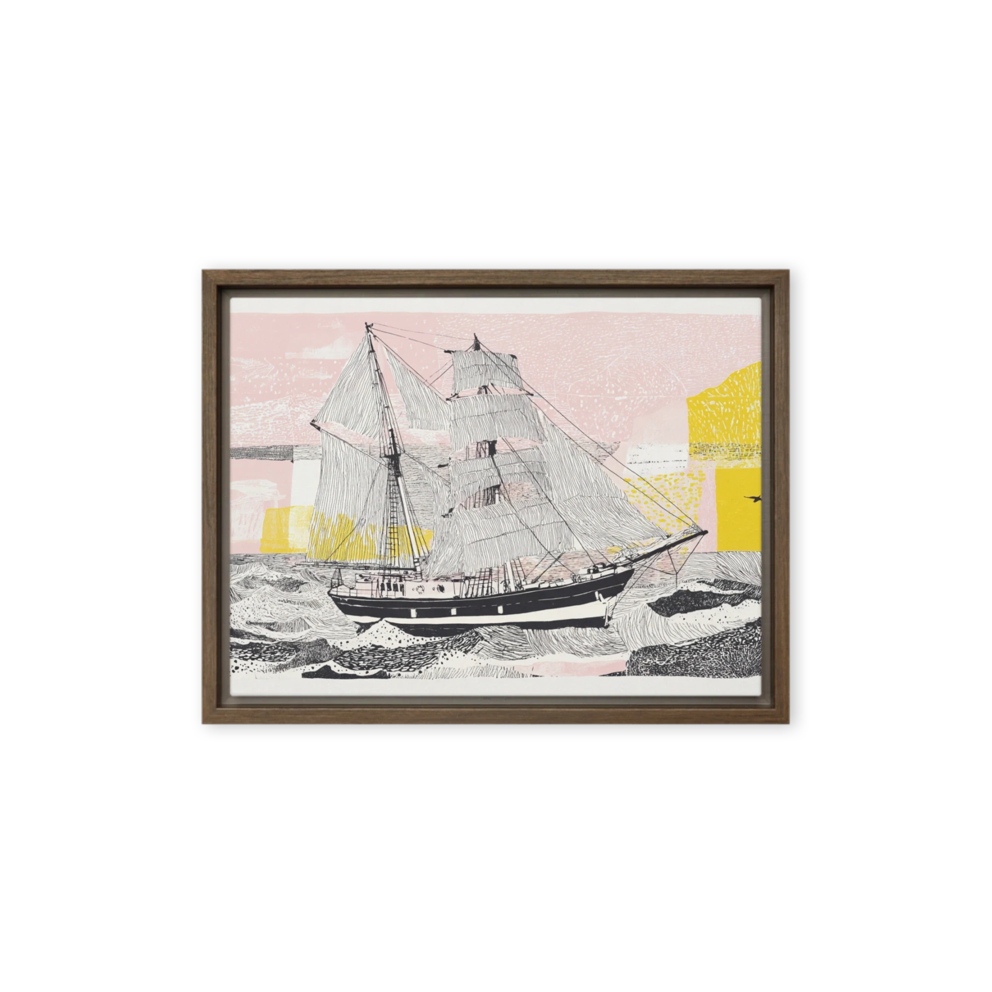 Sailing Ship on Pink Horizon