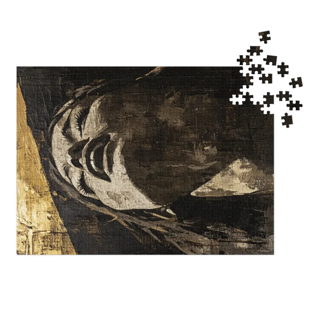 Female Portrait in Gold and Black