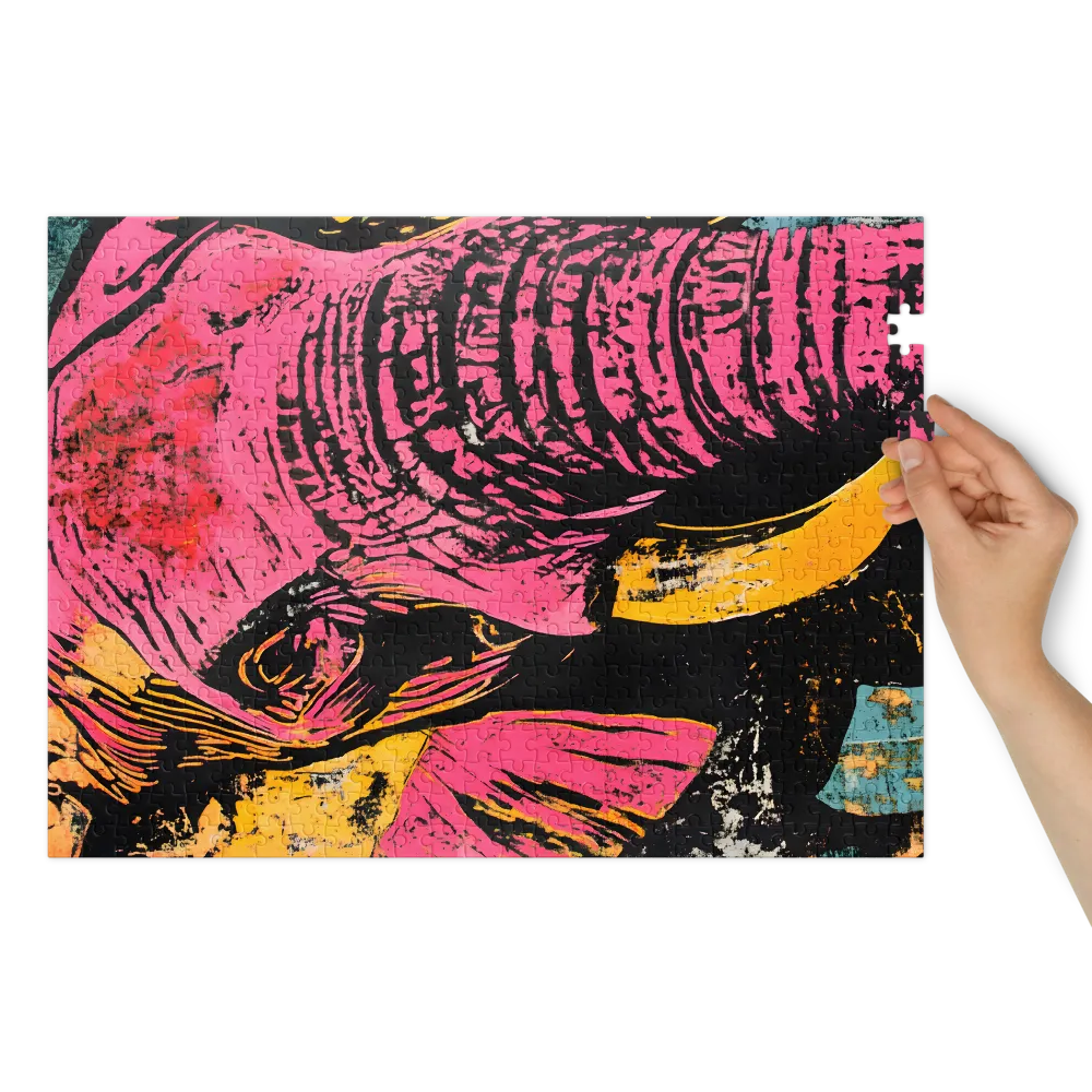 Retrato Vibrante de Elefante 
 Puzzle em caixa de metal