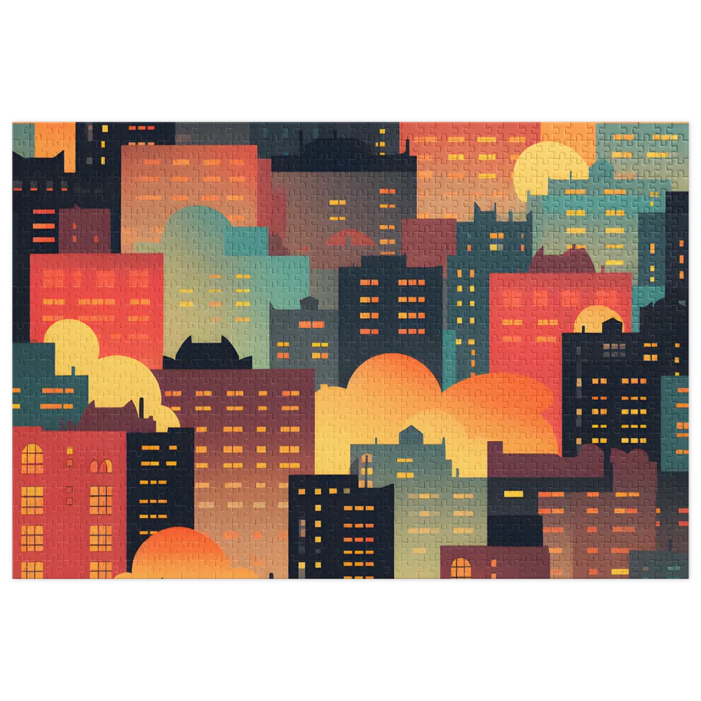 Colorful Cityscape at Sunset | Jigsaw Puzzle (252/520 pieces)