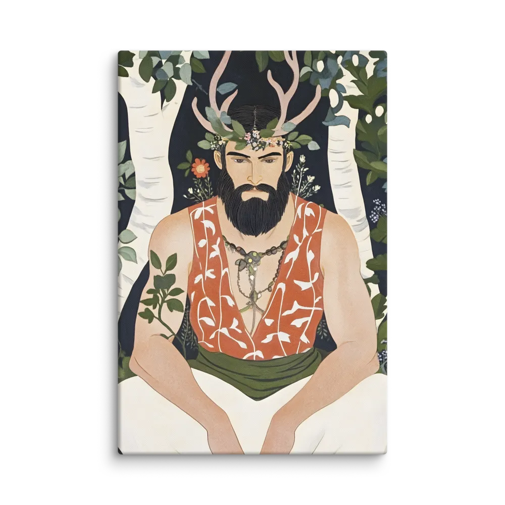 The Forest God's Vigil 
 Canvas with White Frame