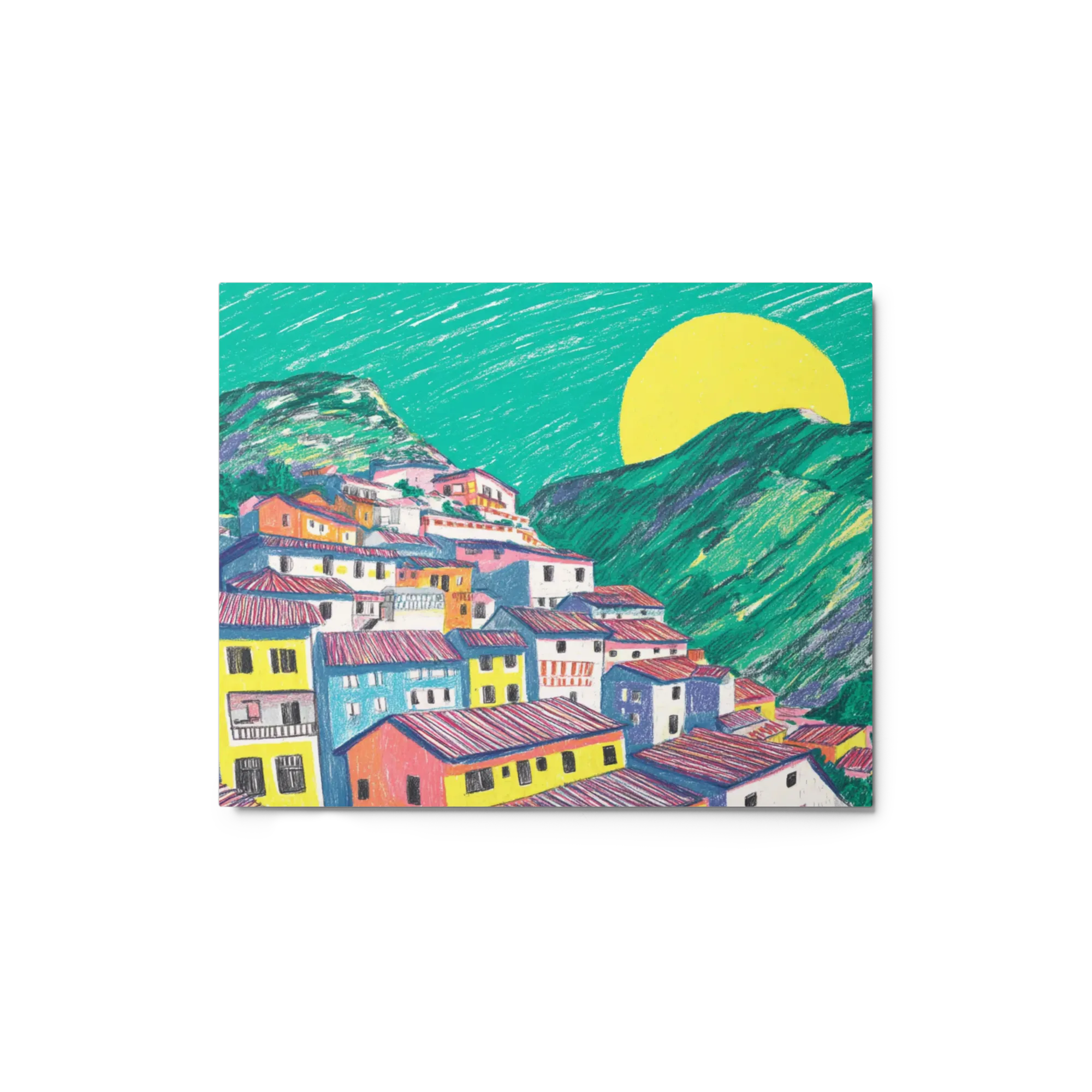 Sun Over the Hillside Town