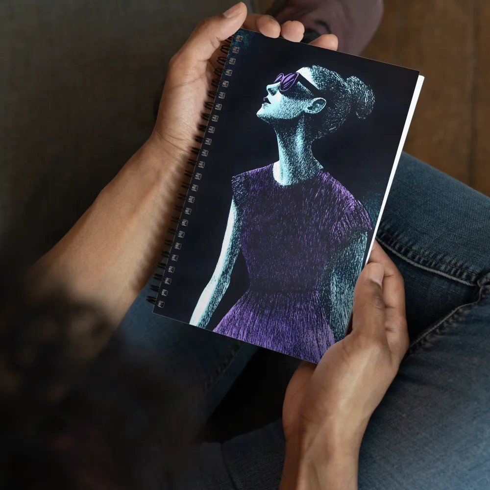 Violet-Cyan Hatch Portrait 
 Spiral Notebook | 140 pages
