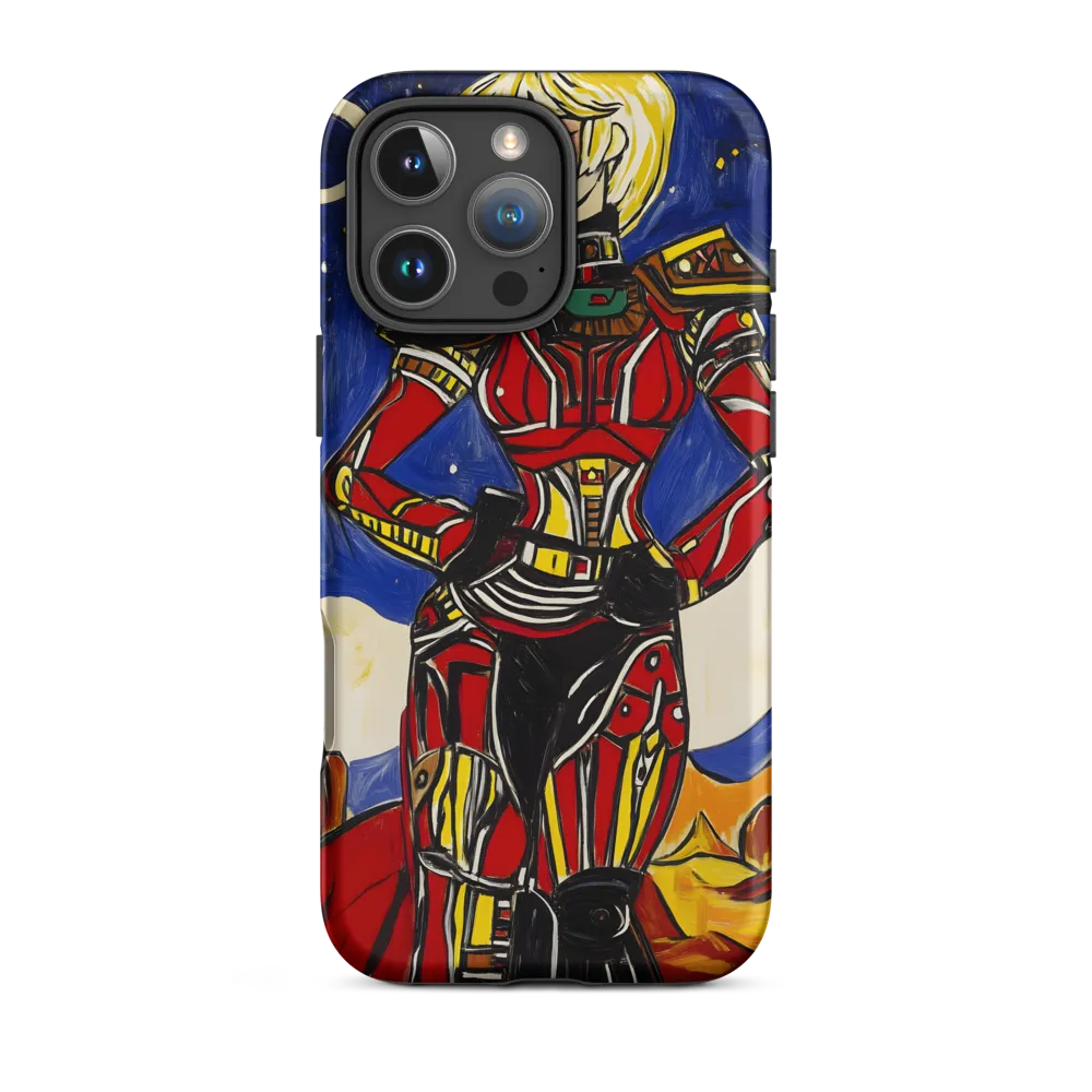 Futuristic Female Robot in Colorful Landscape | Phone Case