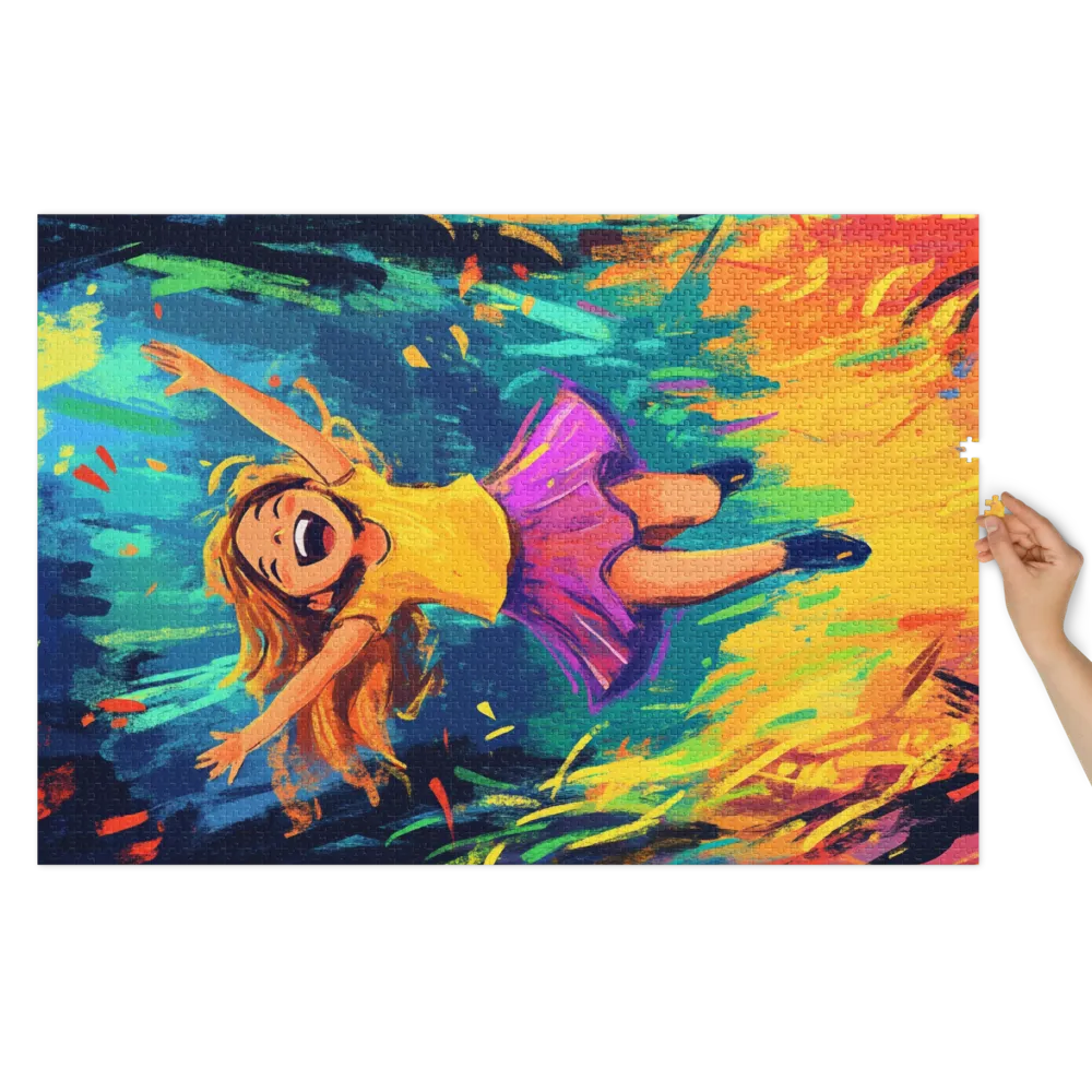 Joyful Girl in Colorful Background | Jigsaw Puzzle (252/520 pieces)
