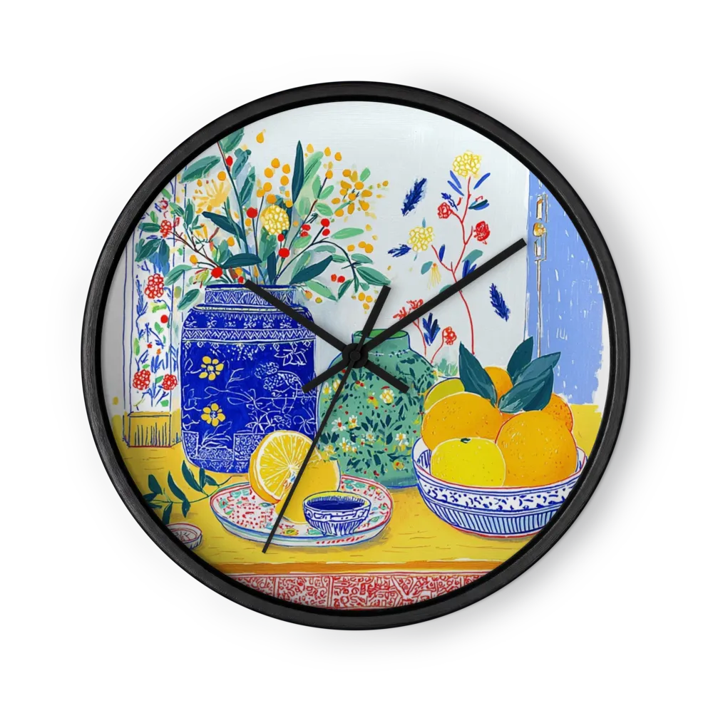 Citrus and Mimosa Still Life | Wall Clock