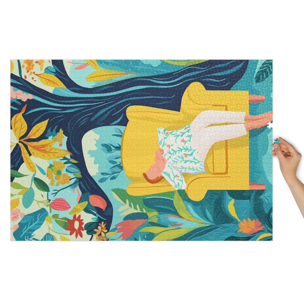 Tropical Relaxation Scene 
 Jigsaw Puzzle in Tin Box