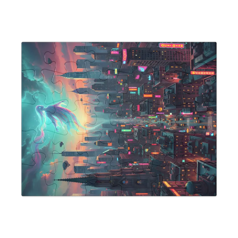 Neon Spirit Over City 
 Jigsaw Puzzle in Tin Box