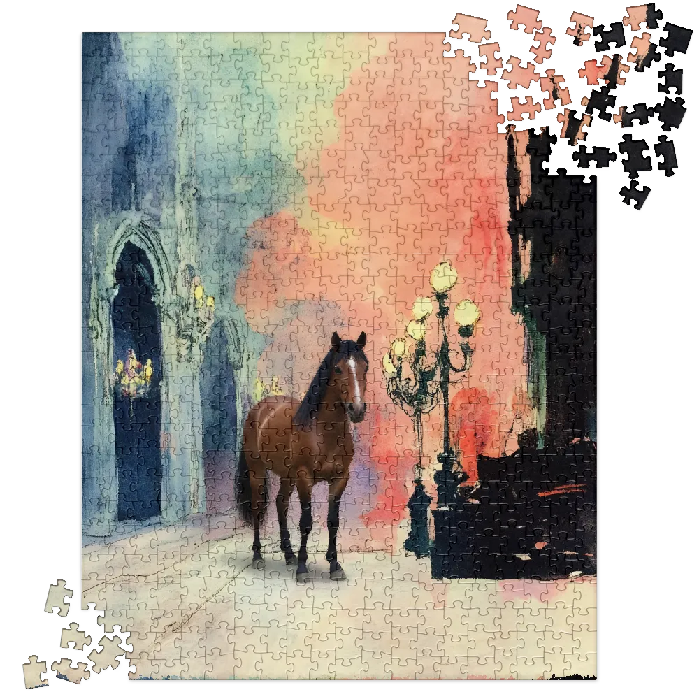 Horse in a Watercolor Interior