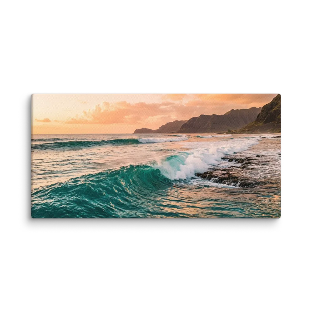 Golden Hour Ocean Waves 
 Canvas | 16″x 32″